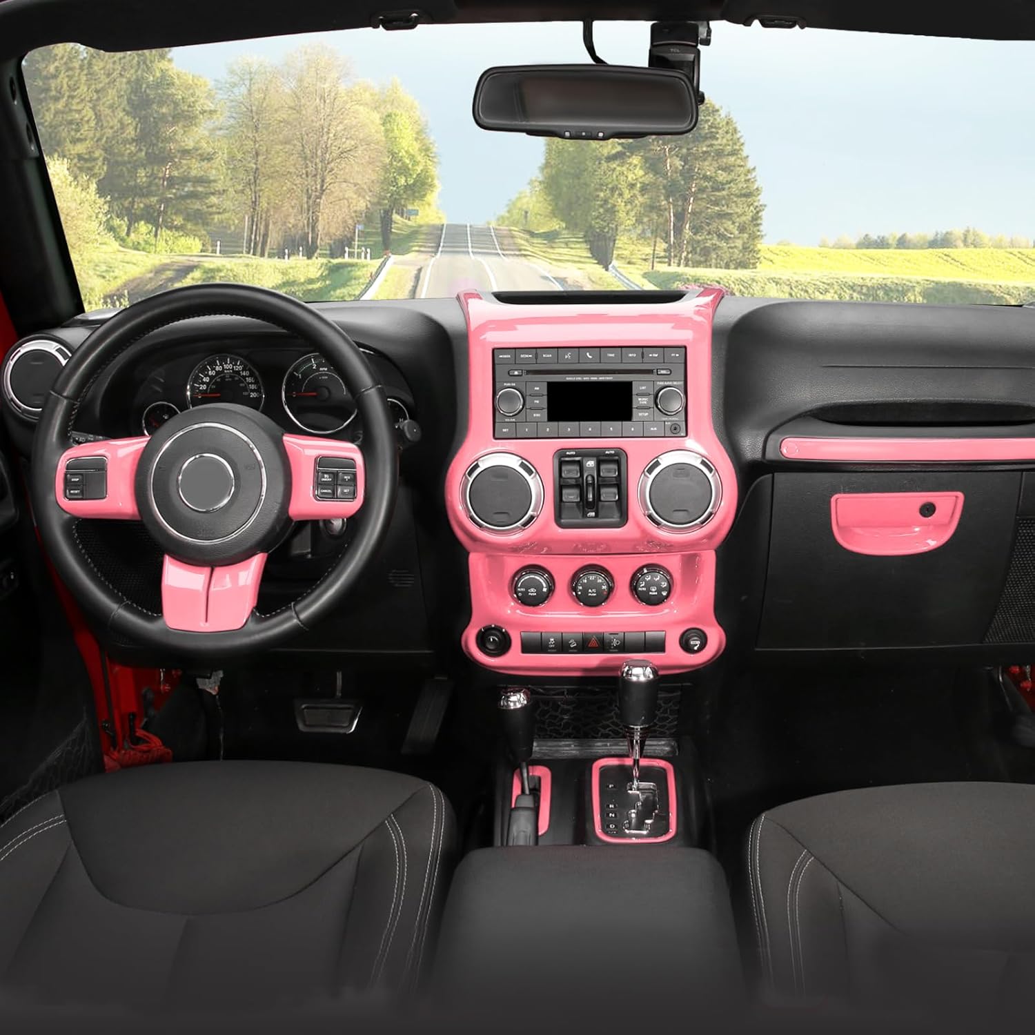 JeCar 10pcs Full Red Interior Trim Kit Fit for Jeep Wrangler JK 2011-2017