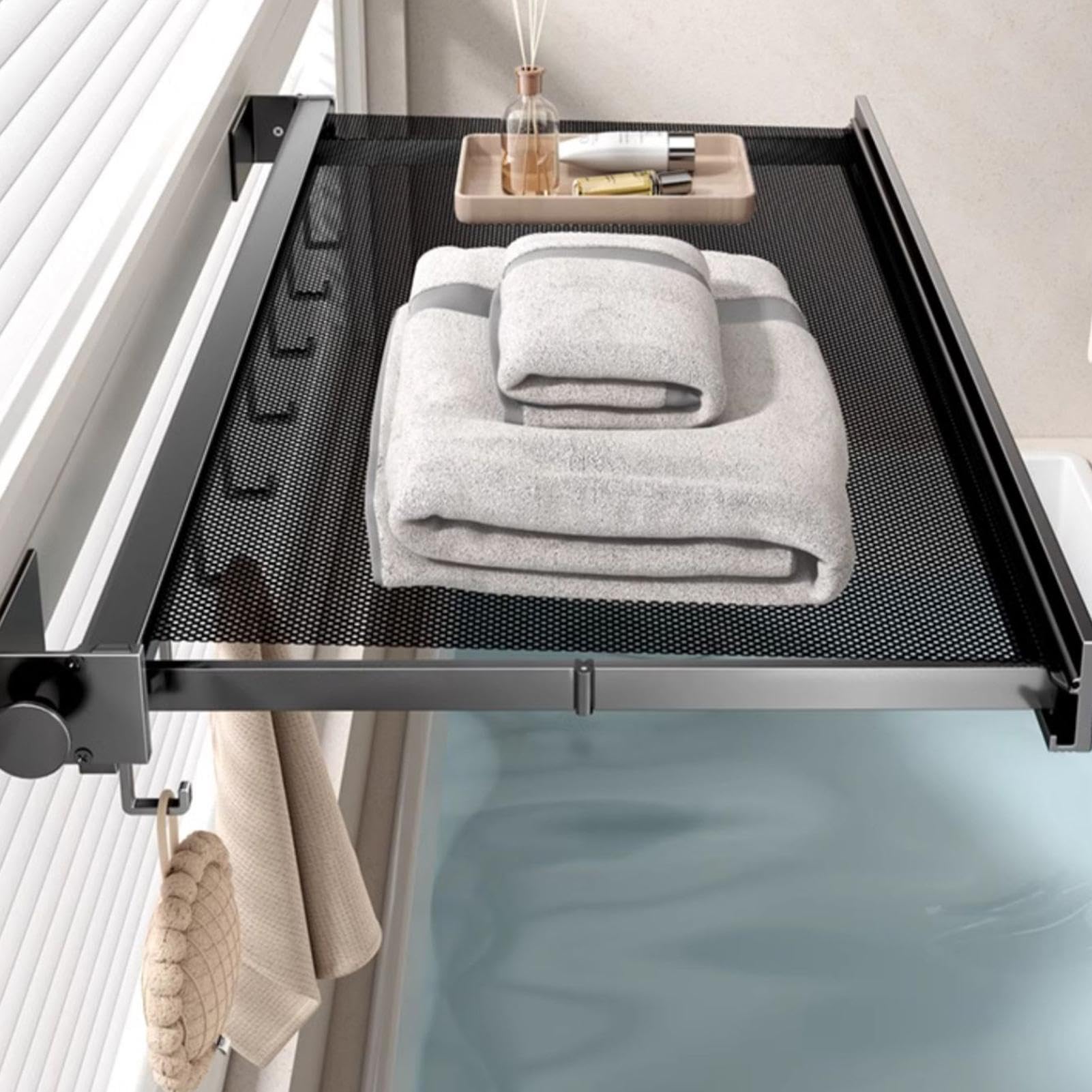 Stendibiancheria da parete, stendibiancheria da parete, supporto per asciugatura a parete con gancio, accessori da bagno, rete per asciugare vestiti, porta asciugamani per biancheria intima