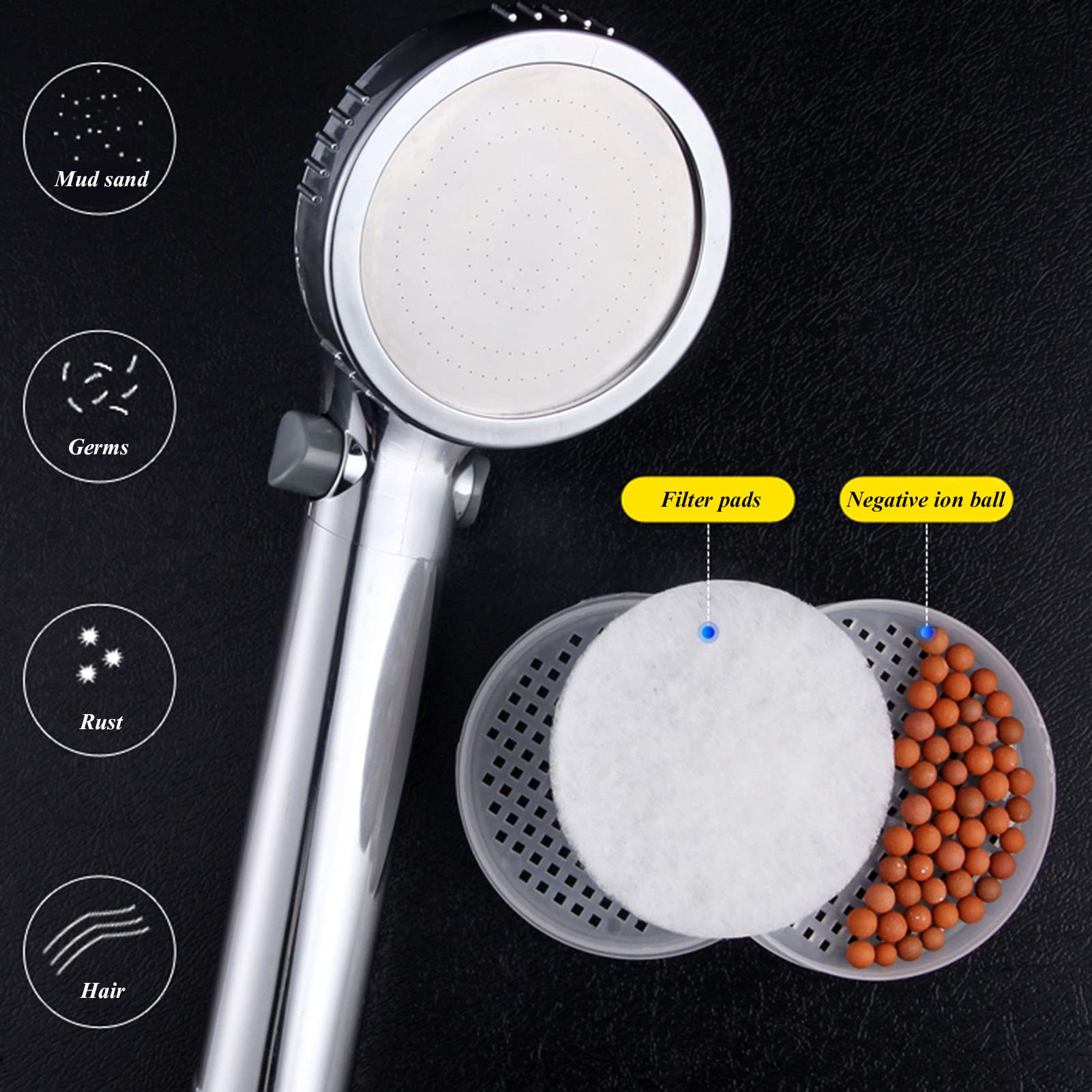 Alcachofa de Ducha y Soporte Ajustable, Ducha de Mano de Alta presión con Filtro, Duchas de Mano universales