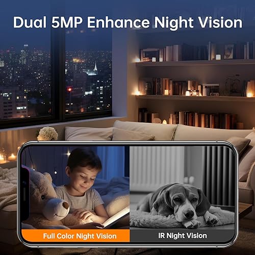 Miniatura 6 de Cámara de seguridad 3K de 5MP para exteriores y cámara de doble lente para interiores, inalámbrica, cámara PTZ de 360 para patio, garaje, bebé,