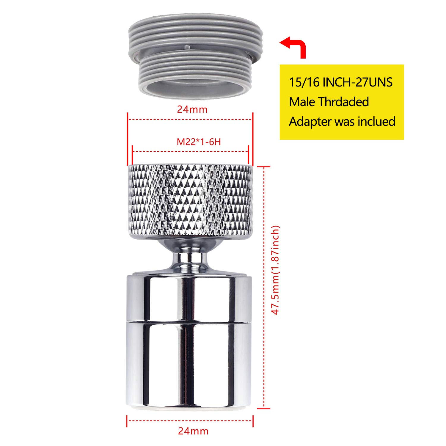Estink 360° Swivel Kitchen Sink Sprayer Aerator – 3-Mode Water-Saving Faucet Head In Stainless Steel & ABS