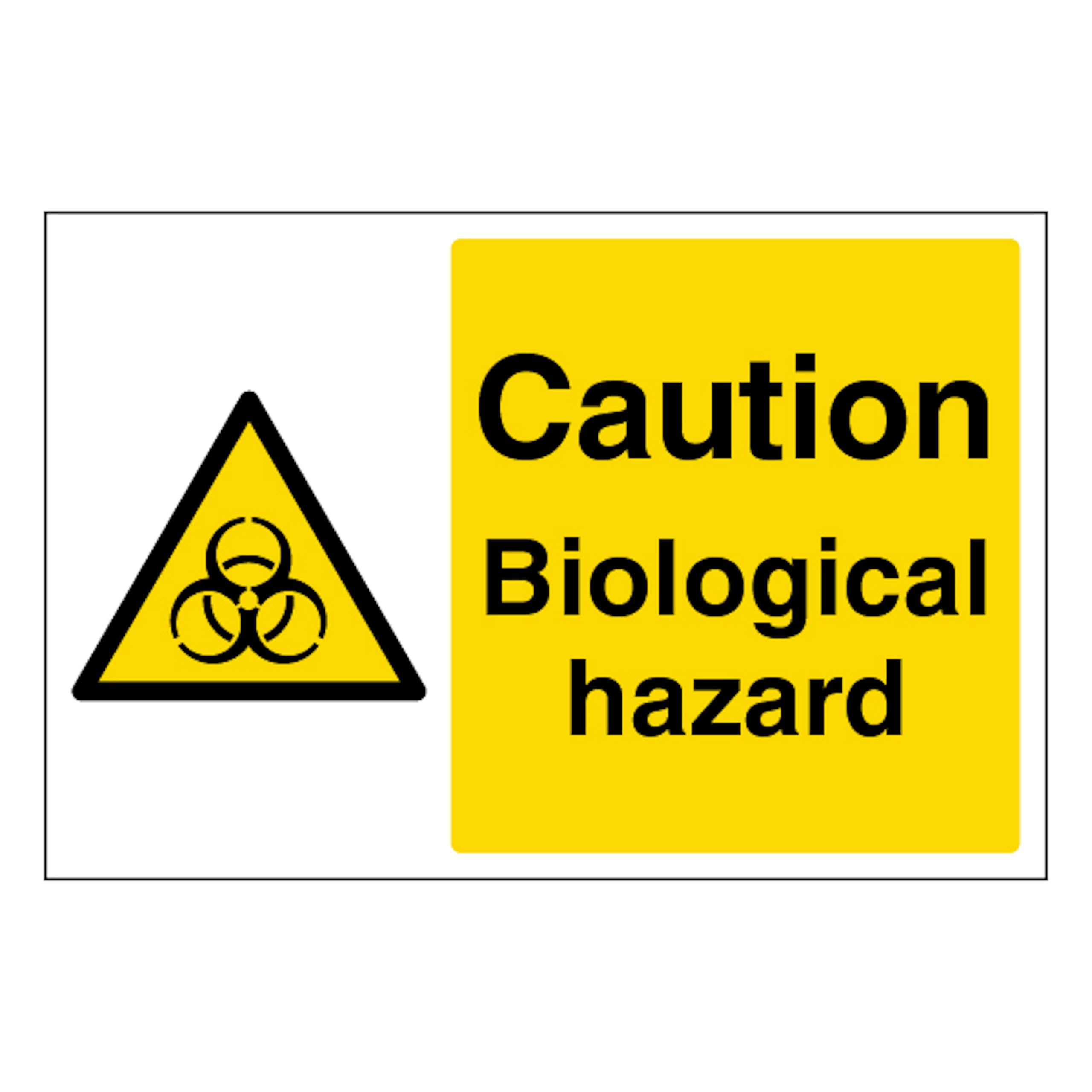 V Safety Caution Biological Hazard - Landscape 210 x 297 mm (A4) - 1mm Rigid Plastic Safety Sign