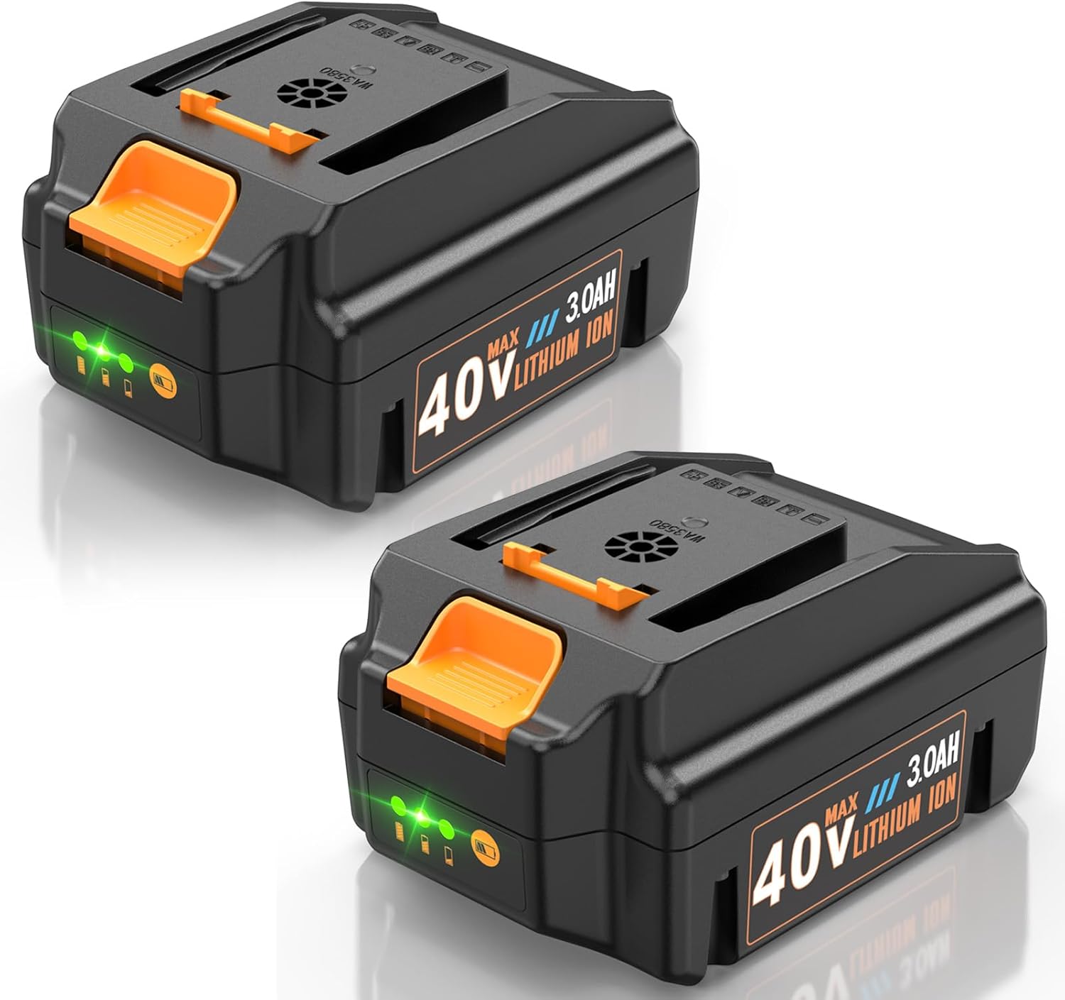 2 Packs 40V 3Ah Replacement Battery for Worx 40V Battery WA3580 - Compatible with Worx 40 Volt Cordless Tools WG180 WG280 WG380 WG580 & Charger WA3747 WA3877 (Not Fit 2x20V Tools & Nitro Series WG185)