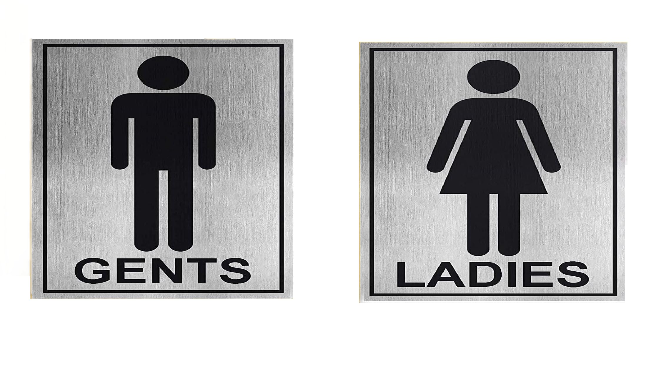KMA Stainless Steel Finish Gents Ladies Signage Self Adhesive Sticker for Toilet Restroom Glass Doors Wooden Doors Offices Hospitals Mall Sign Stickers Combo (Silver, 3 Gents, 3 Ladies) (Set of 3)