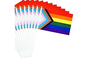 12-Pack Cute Mini Pride Rainbow American Flags on Sticks