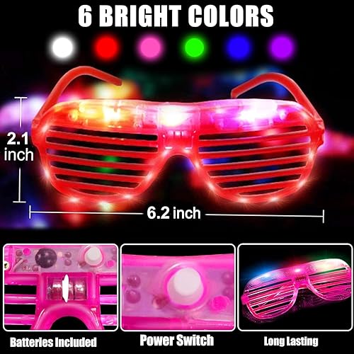 Miniatura 3 de Paquete de 36 lentes de palillos brillantes para fiesta, lentes LED, suministros de fiesta que brillan en la oscuridad, lentes de sol con luz de