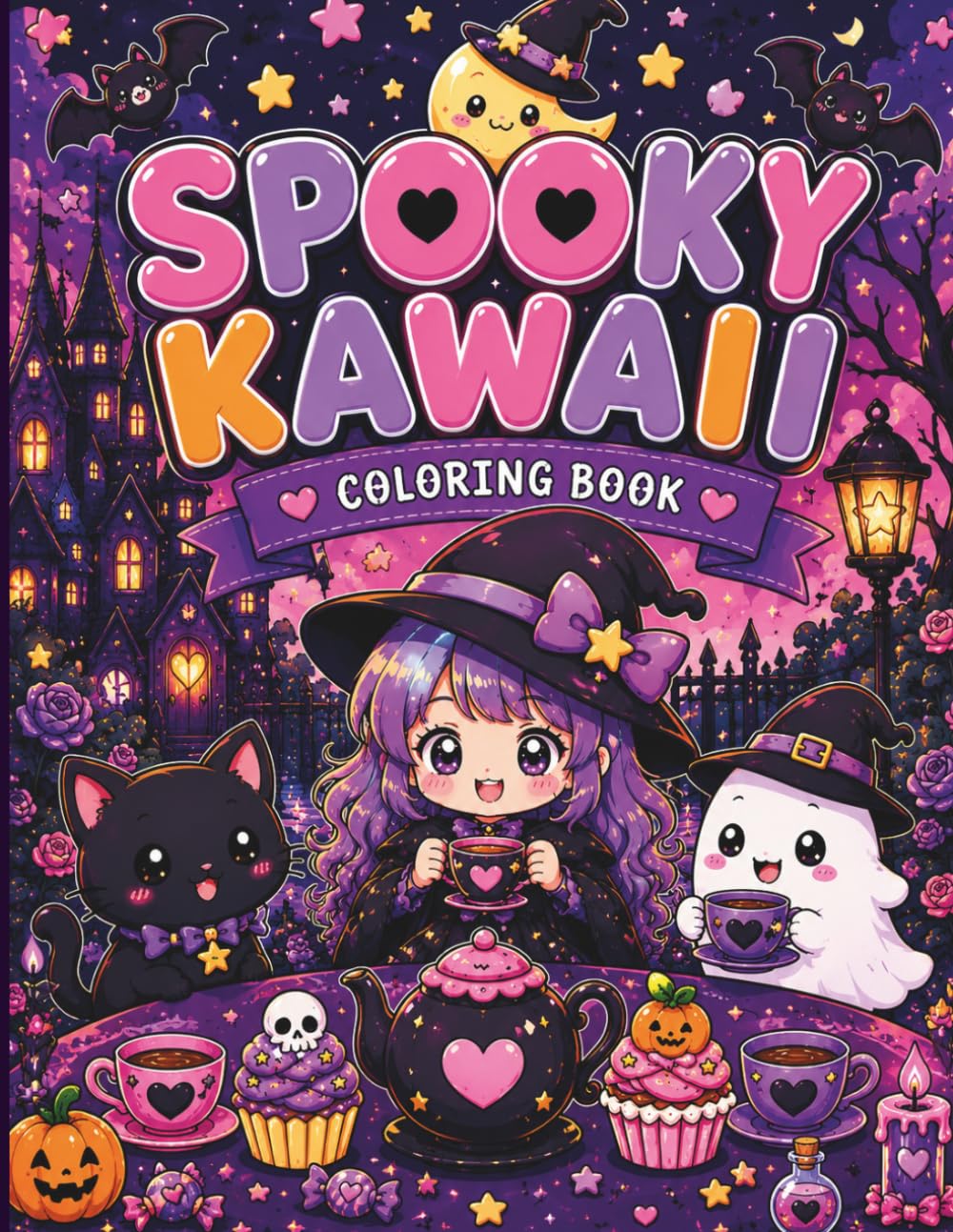 Spooky Kawaii Coloring Book: Bold and Easy Gothic Coloring Pages for Adults and Teens