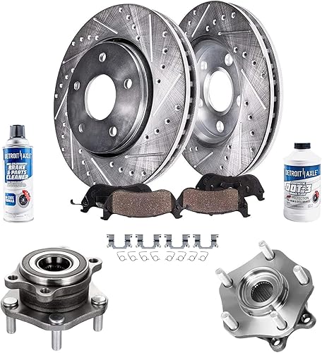 Miniatura 55 de Detroit Axle - Kit de freno delantero para Ford Explorer Mercury Mountaineer 2002-2005 Bujes de rodamiento de rueda perforados y ranurados rotores