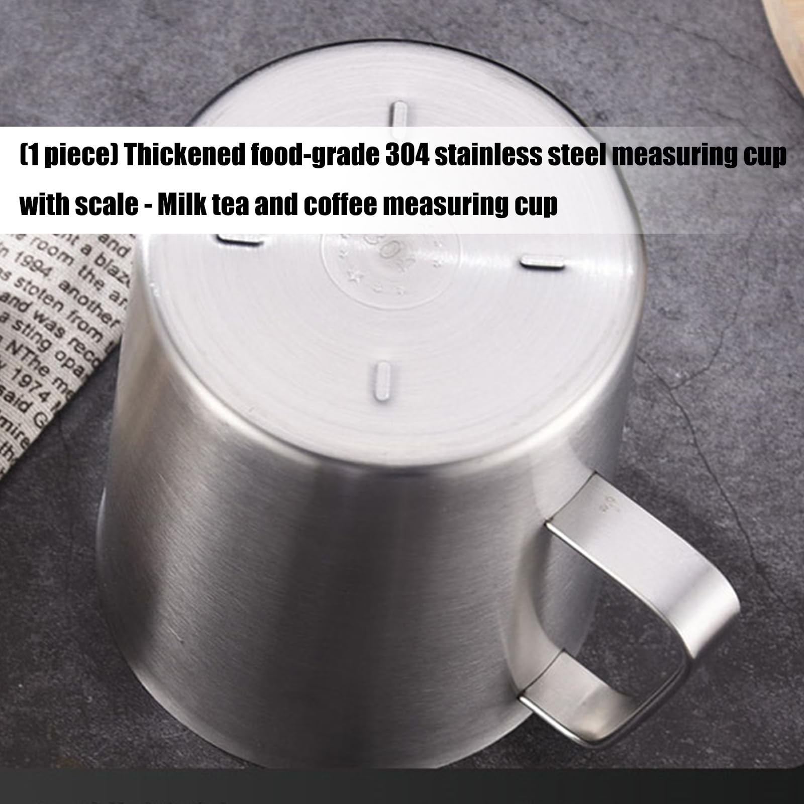Tazas medidoras de café de grado comercial 304 de acero inoxidable, cubierta de bloqueo, escala precisa para cafeterías, uso de acero inoxidable, taza medidora de preparación de bebidas