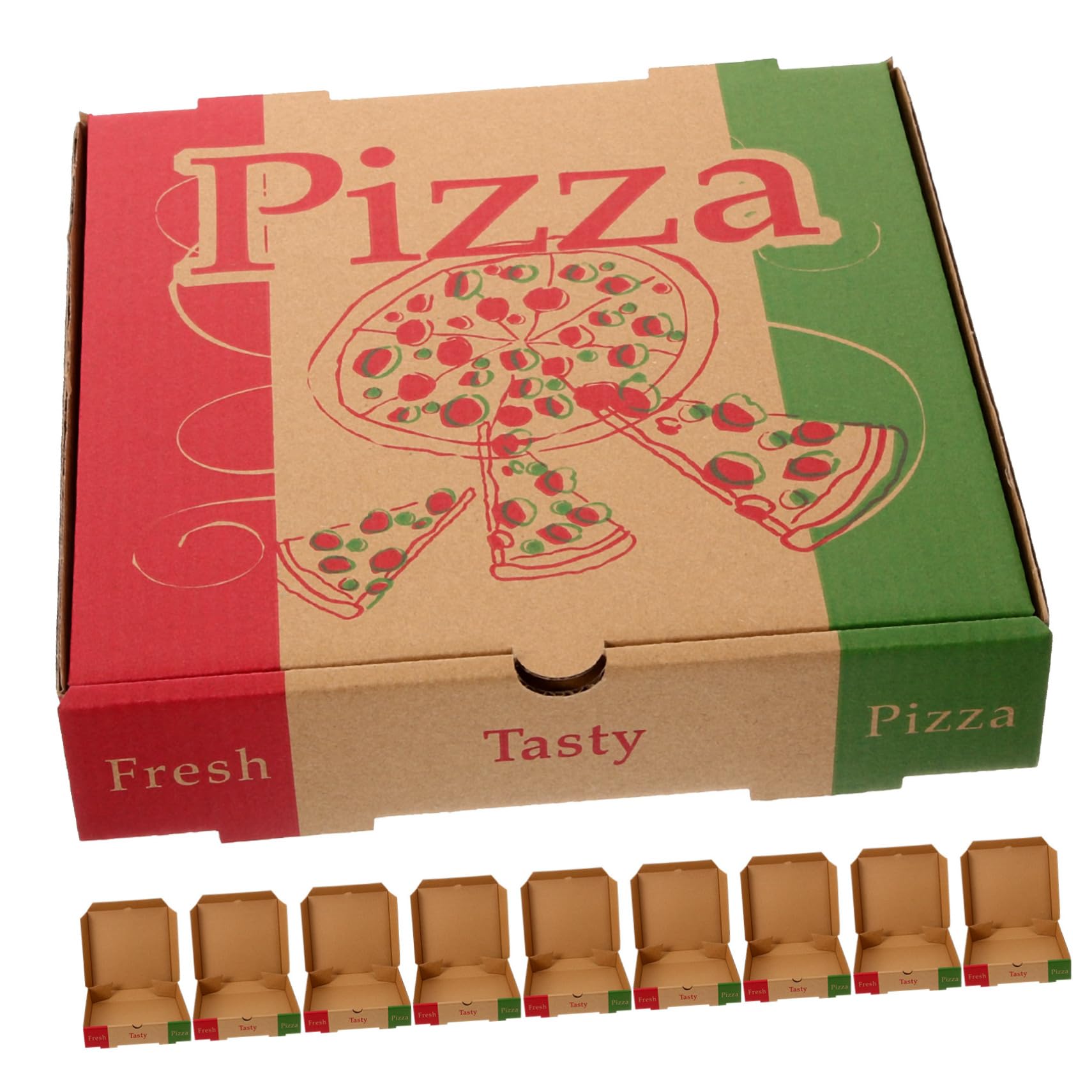 BRIGHTFUFU 10pcs Pizza Takeaway Boxes 8in Square Paper Pizza Carton Portable Boxes for Storage