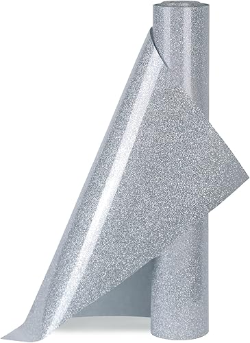 Miniatura 6 de Rollos de vinilo de transferencia de calor HTV con purpurina plateada, 12 pulgadas x 9 pies, vinilo elástico para planchar en camiseta para silueta