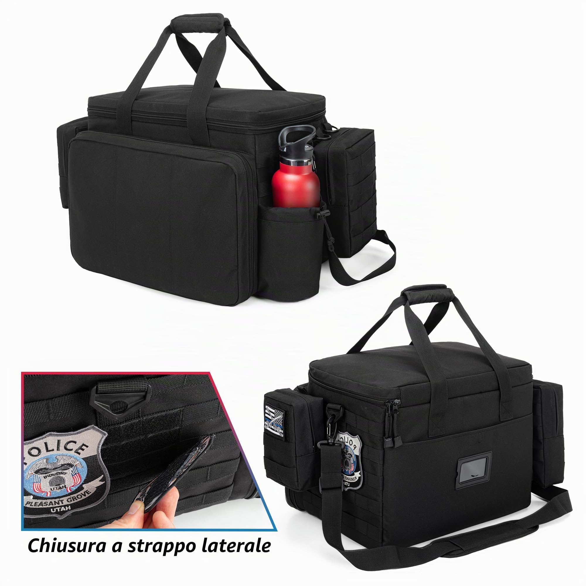 Trunab Borsone Polizia Borsa Tattica MOLLE Borsa Pattuglia, Organizer da Auto per Sedile Anteriore,Borsa Viaggio Tracolla Militare Gran Capacità con Scomparto per Laptop 15,6"