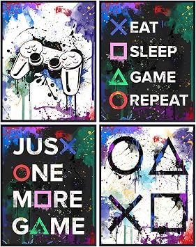 Gaming Wall Decor Poster - Gamer Room Decor for Boys, Teens, Kids