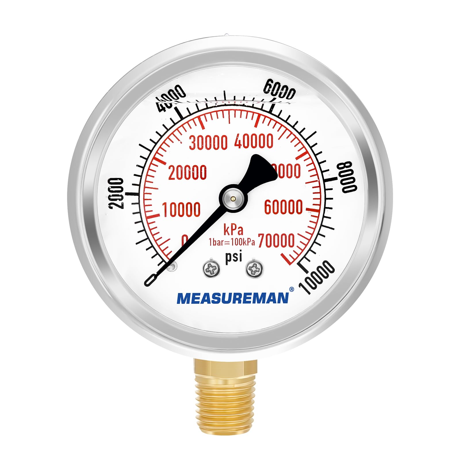 MEASUREMAN Pressure Gauge - 0-10000psi Stainless Steel -13