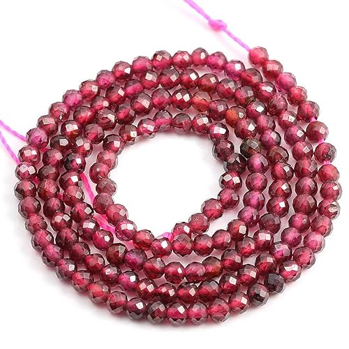 2 Strands Natural Stone Beads Garnet Gemstone Faceted Loose Beads