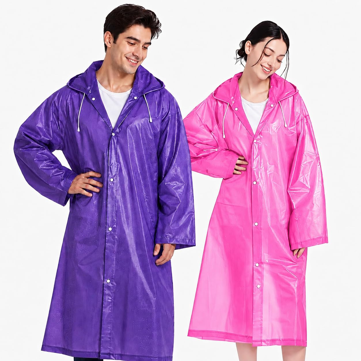 Couple Combo Pack Waterproof EVA Men's & Women's Raincoat | Button Closure Rain Wear for Unisex | Lightweight Stylish Monsoon Coat for Travel, Bike Riding & Outdoor Use Pack Of 2-image-47