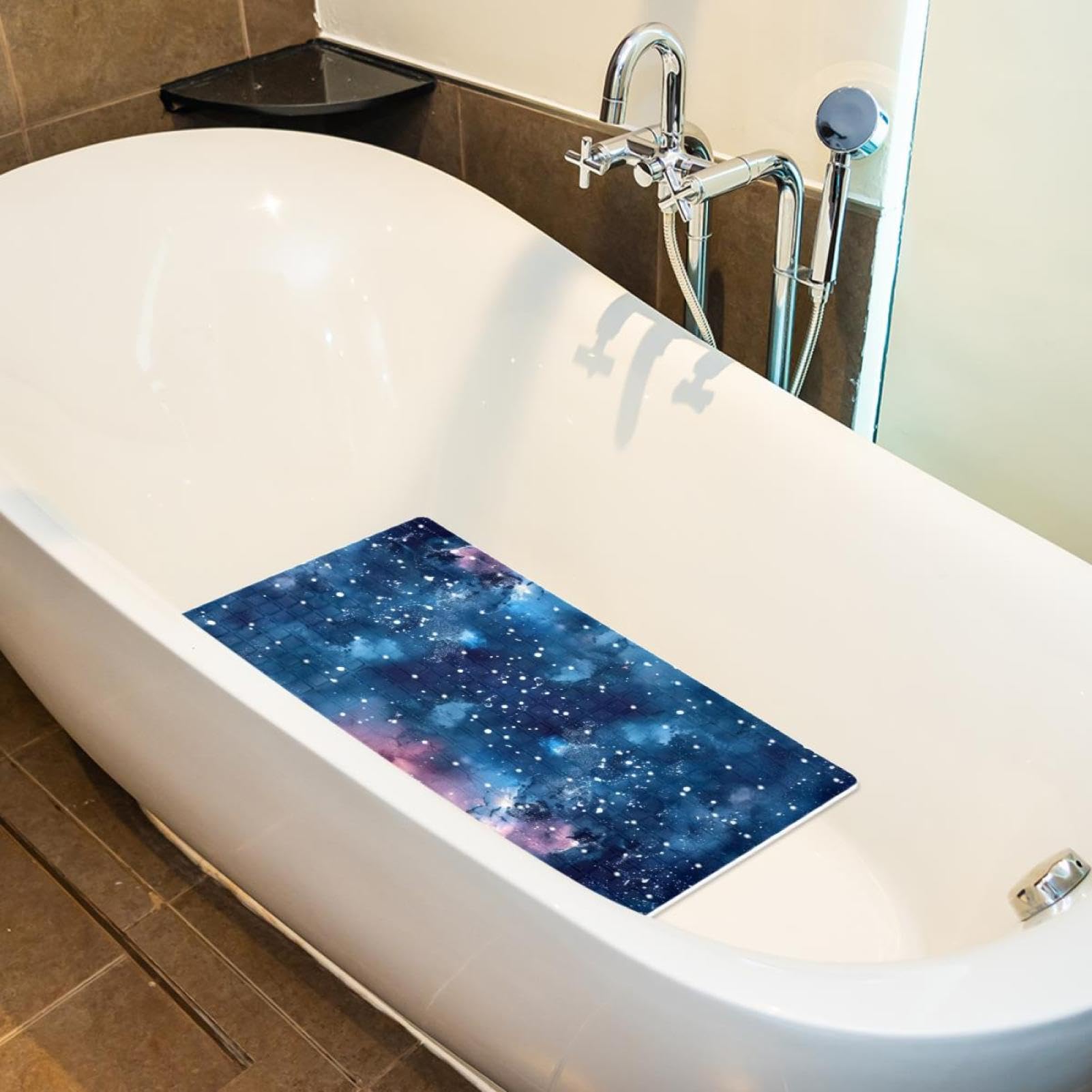 Rutschfeste Badematten für Badezimmer, Motiv: Sternenhimmel, Galaxie, nahtlos, rechteckig, maschinenwaschbar, 40 x 70 cm