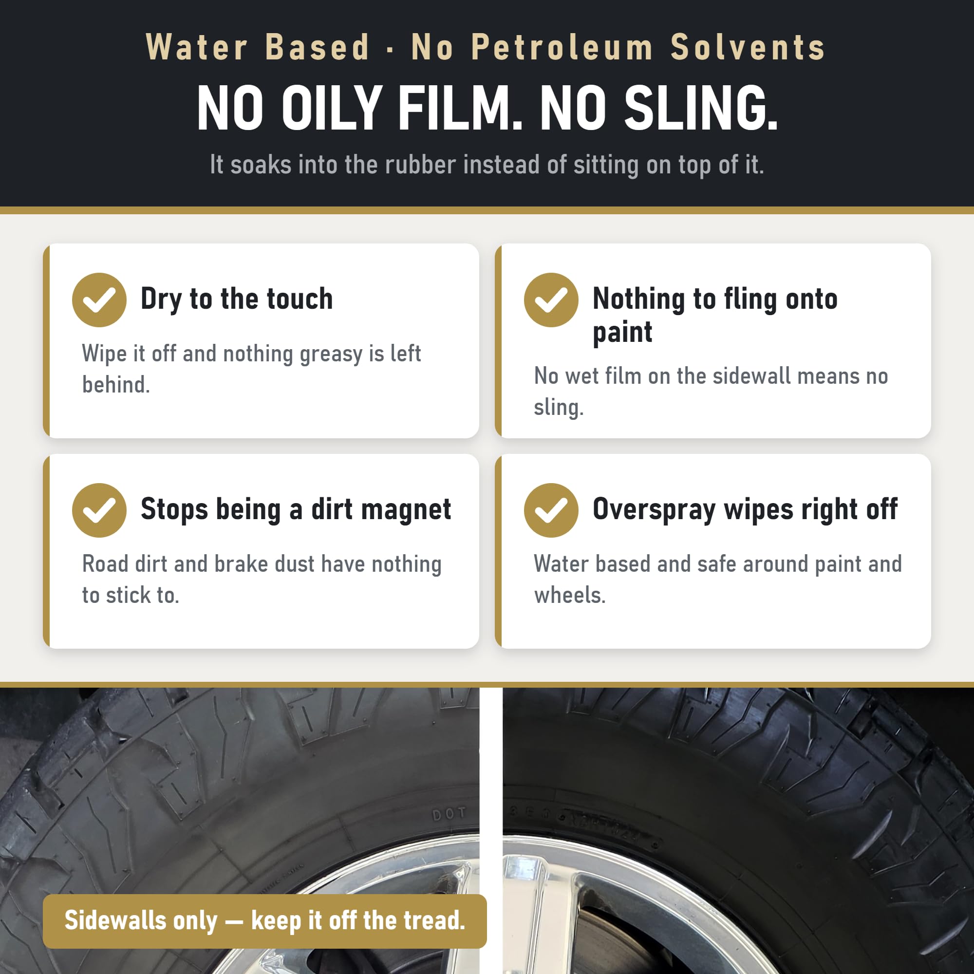 Aero Cosmetics Tire Dressing Tire Shine Protectant Aircraft Grade Rubber Conditioner 16oz Better Than Automotive Products. Excellent for Cars Trucks & RV Does Not Leave Dirt attracting Residue by