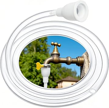 Faucet Hose Adapter for Sink, 10 FT Transparent PVC Extra Long Hose and Faucet Connector with Hose Clamp, for Sink, Garden, Bucket, Pet Bathing