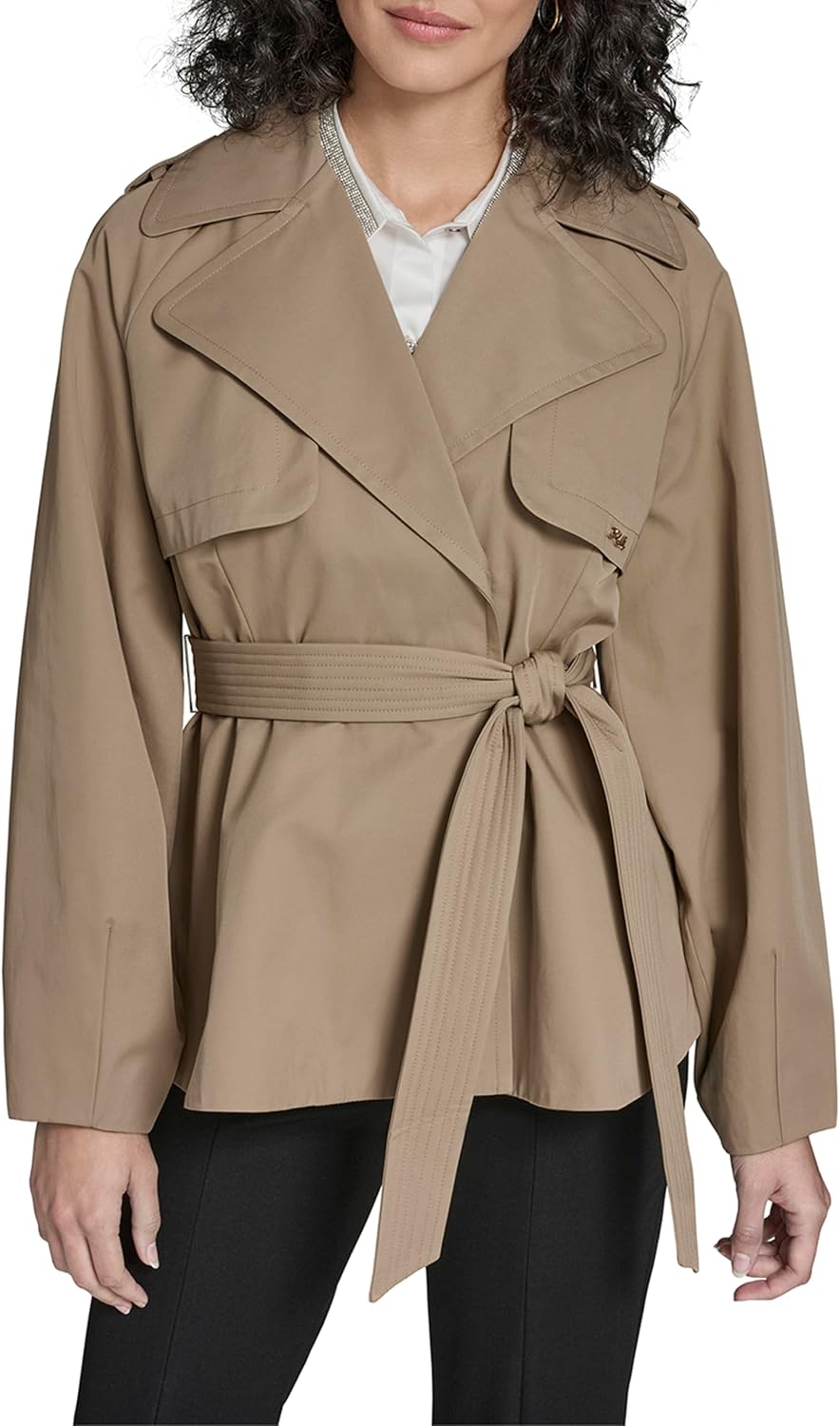 KARL LAGERFELD Women's Short Flared Trench Coat