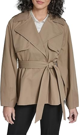 KARL LAGERFELD Womens Short Flared Trench Coat