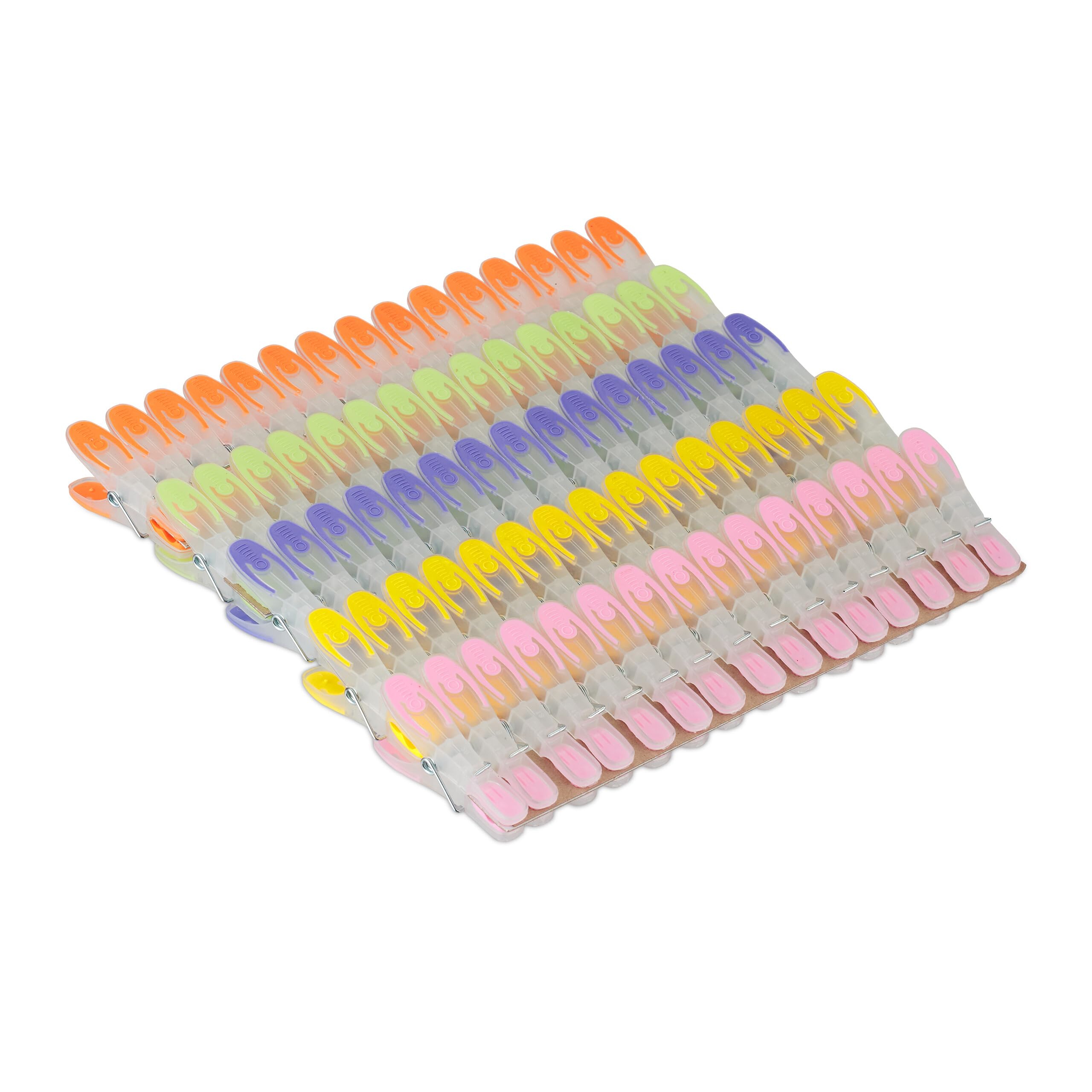 Relaxdays Klamerki do bielizny, Soft Grip, 75 sztuk, gumowane klamerki do ręczników, tworzywo sztuczne, mocne klamerki do skarpet, kolorowe