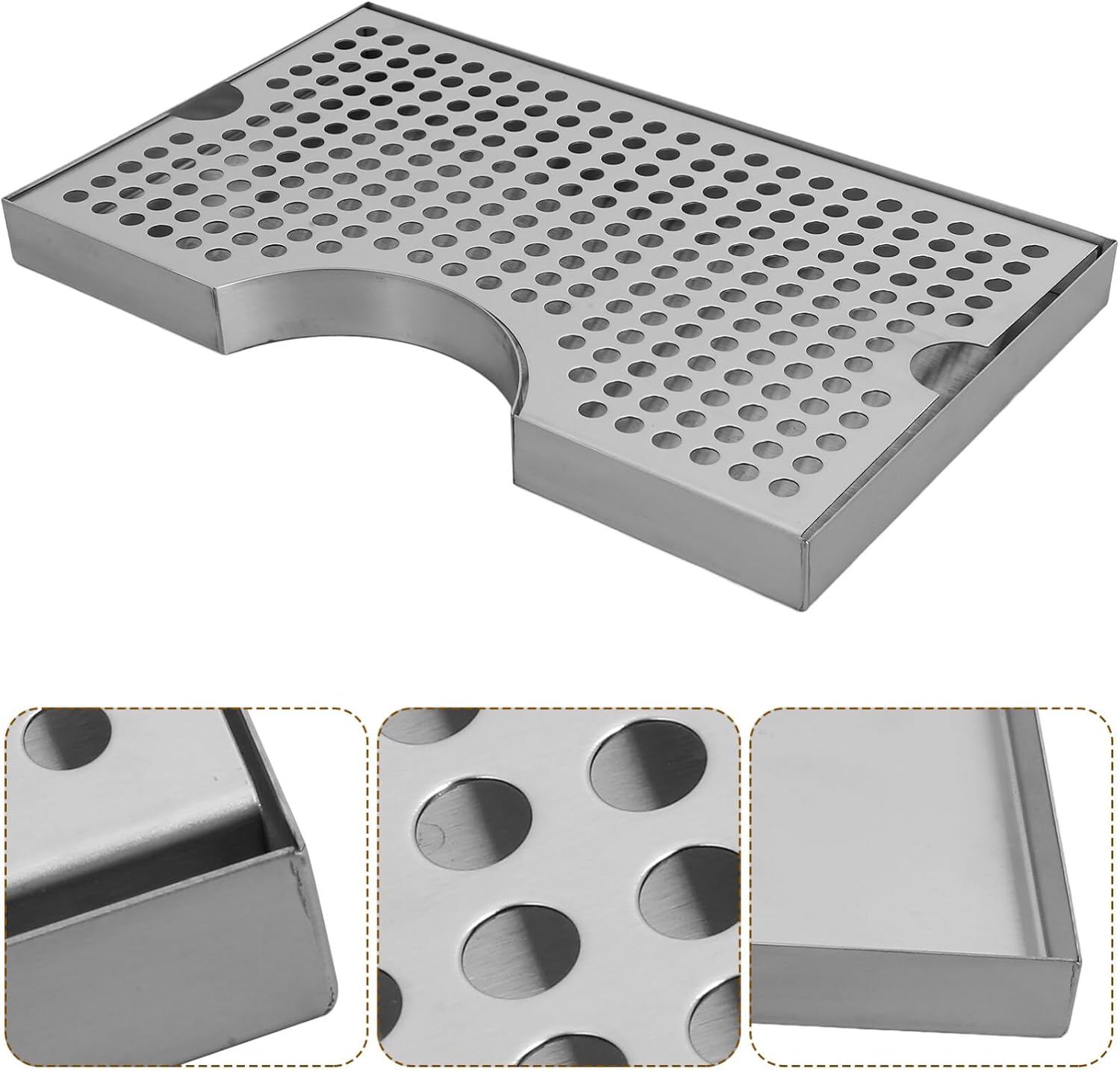 Stainless Steel Drip Tray for Kegerators Beer Dispenser Drip Catcher Leak Prevention for Home Bars and Beverage Machines