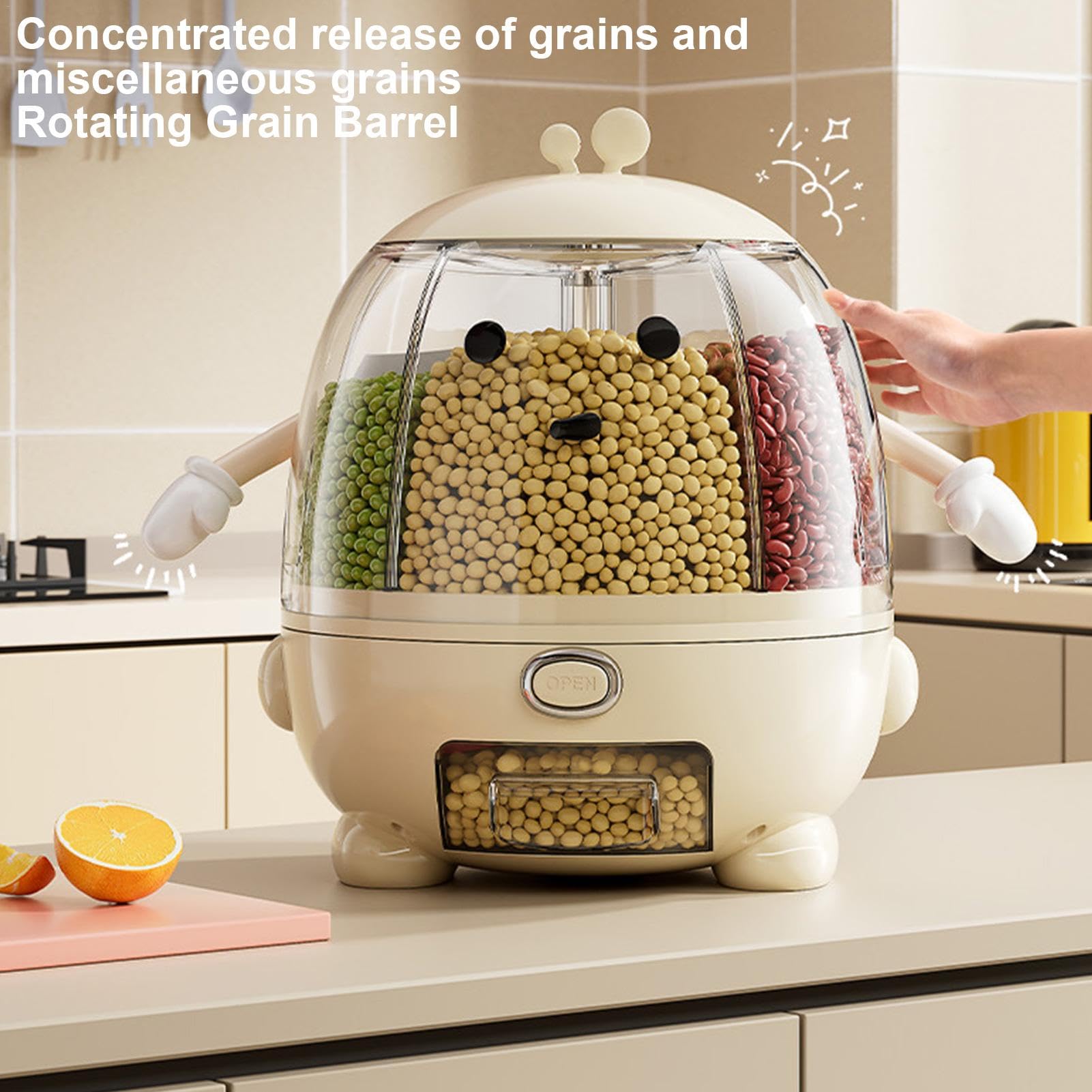 Contenitore per dispensa, piano di lavoro per dispenser di alimenti secchi | Banca del grano,Dispenser Porta Riso, Contenitore, Cinque Scomparti Indipendenti Per La Dispensa Della Cucina Domestica