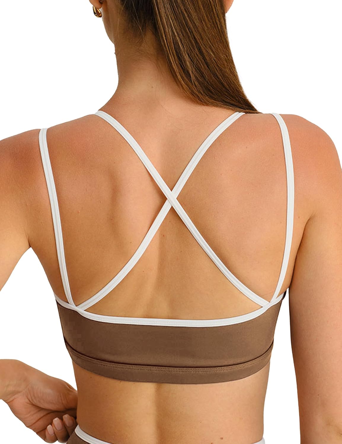 Sports Bras for Women Crisscross Back Padded Strappy Yoga Bra Fitness Workout Tank Top