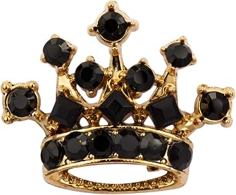 AN KINGPiiN Lapel Pin for Men Royal Crown Crystal Badge Brooch Suit Stud, Shirt Studs Mens Accessories Gold-Black