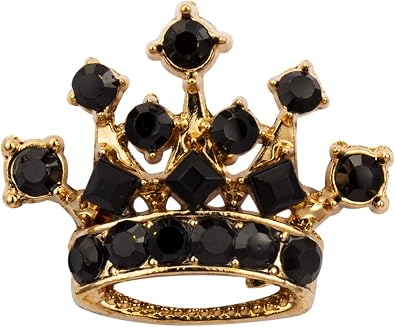 Knighthood Golden Crown with Black Stone Detailing Lapel Pin Brooch Shirt Stud for Men