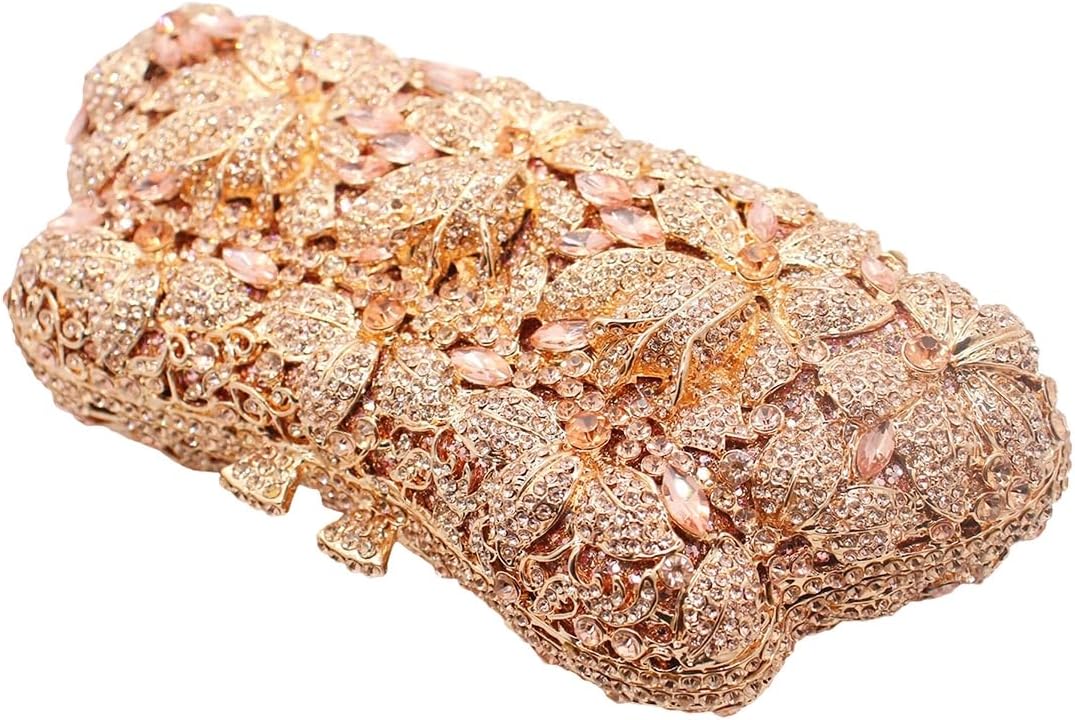 DJBM Vintage Women Floral Rhinestone Crystal Purse Rose Evening Clutch Diamond Evening Bags for Party Wedding Cocktail Prom - Image 4