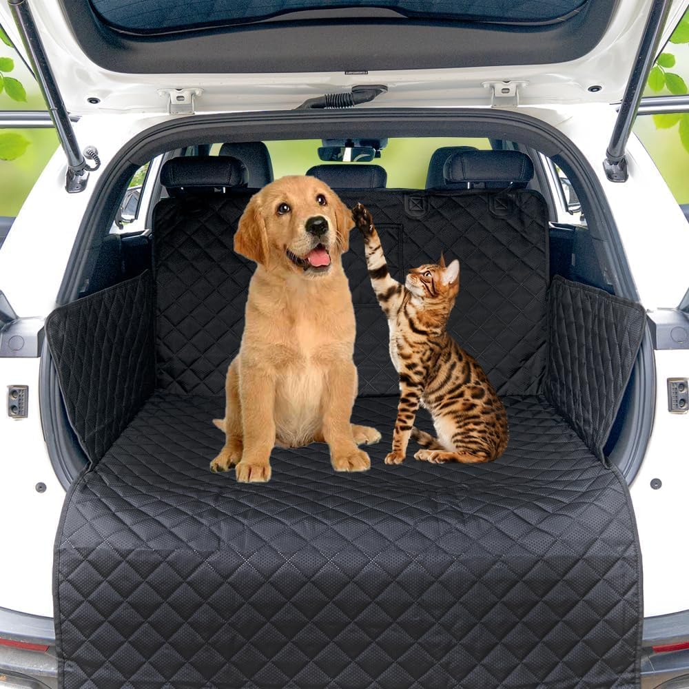 NYLSYT SUV Cargo Liner for Dogs Car Seat Cover Waterproof Scratchproof Cargo Cover for SUVs Sedans Vans with Bumper Flap Protector, Non-Slip, Universal Fit Car Seat Protector, Black