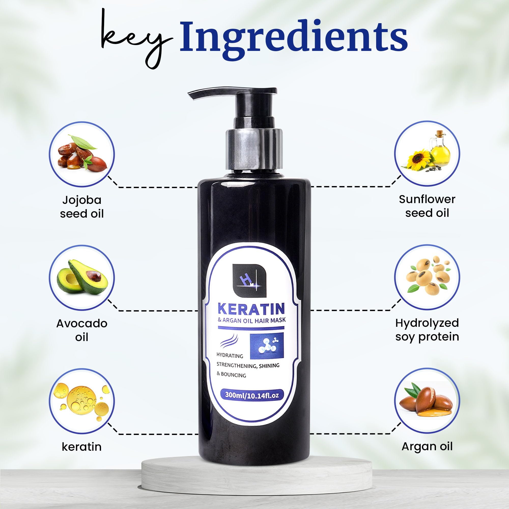 Habeeb Malik HM Keratin And Argan Oil Hair Mask Protein Treatment For All Hair Types 300ml