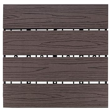 UPKOCH Interlocking Deck Tile Wood Composite Patio Deck Tile Rain Weather Resistant for Outdoor Balcony Backyard Decking Flooring Coffee