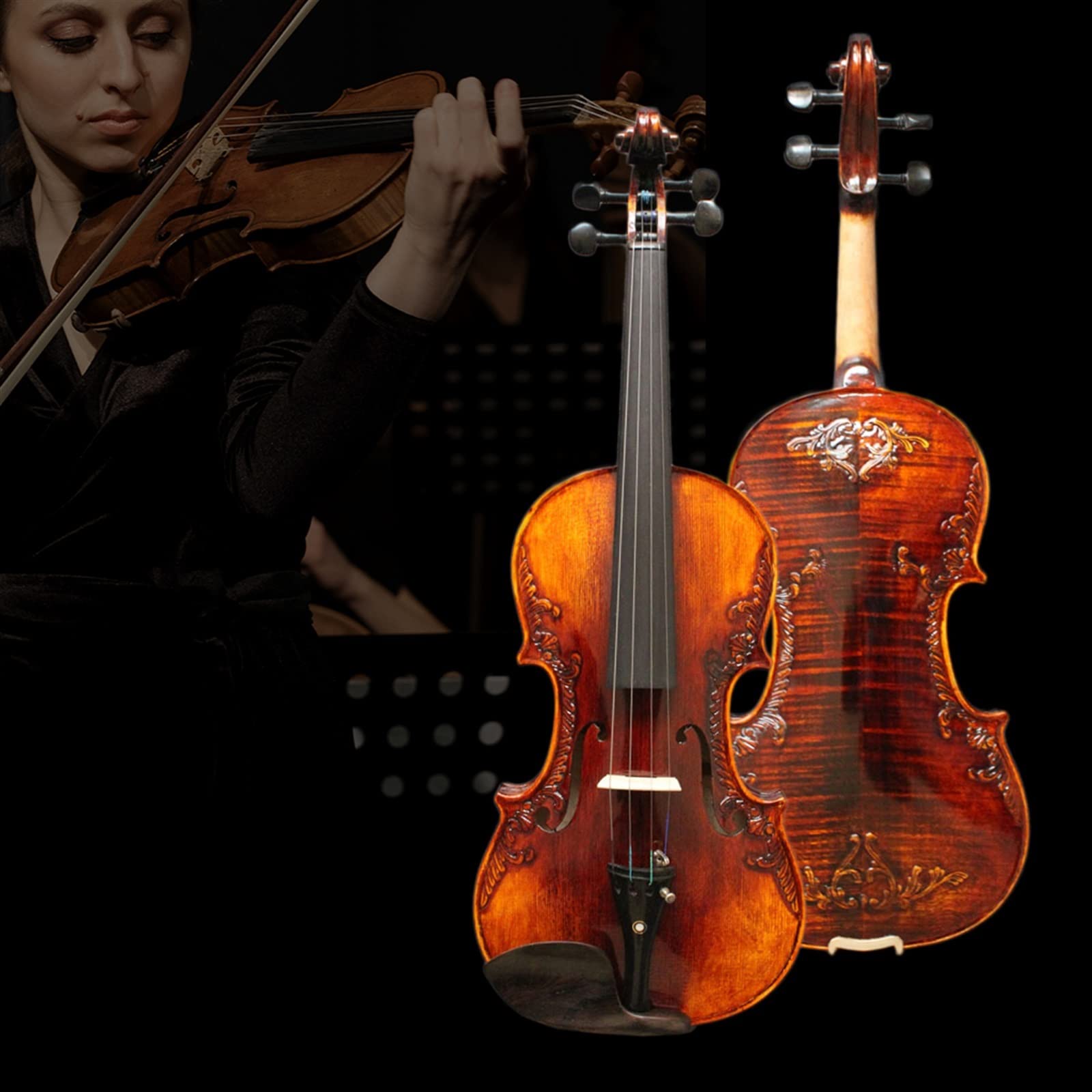 Violini per Studenti Violino A Grandezza Naturale Fatto A Mano 4/4 Violino Con Arco Per Violino Ponte Per Violino Corde Per Violino Kit Custodia Per Violino Professionale Violino