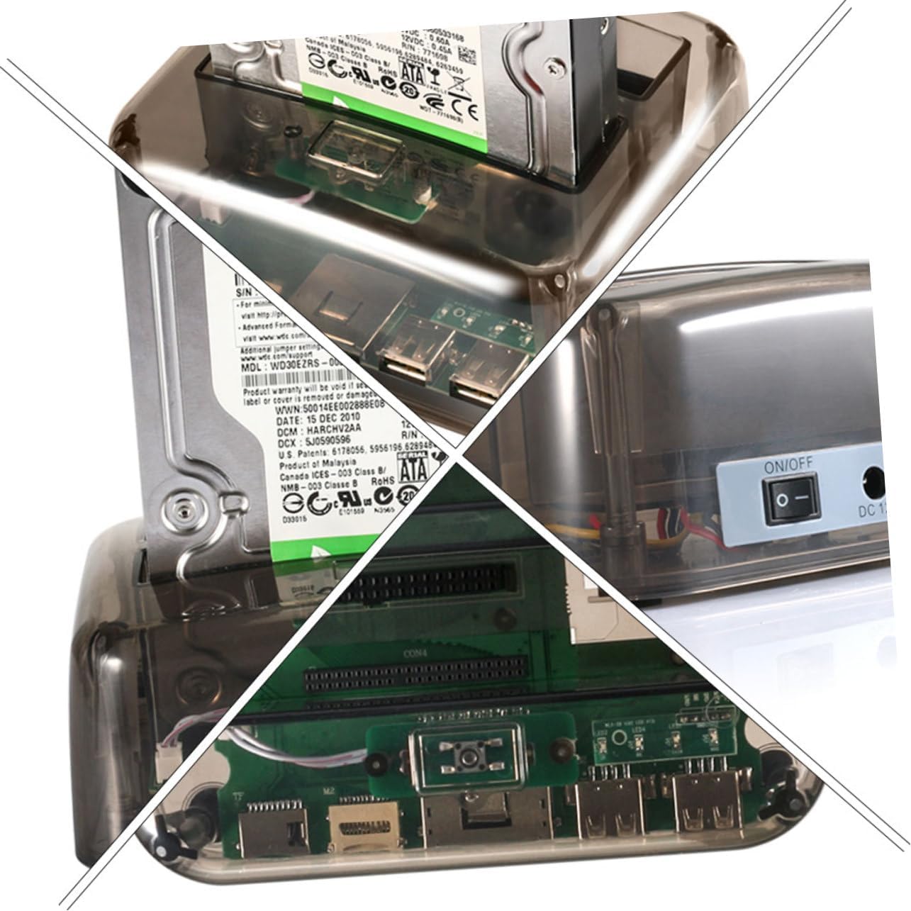 Angoily 1pc Multi-Function Dual-Disk Hard Drive Reader USB Supports Drives for Home Office Storage Movie Streaming and Gaming Black Design Us