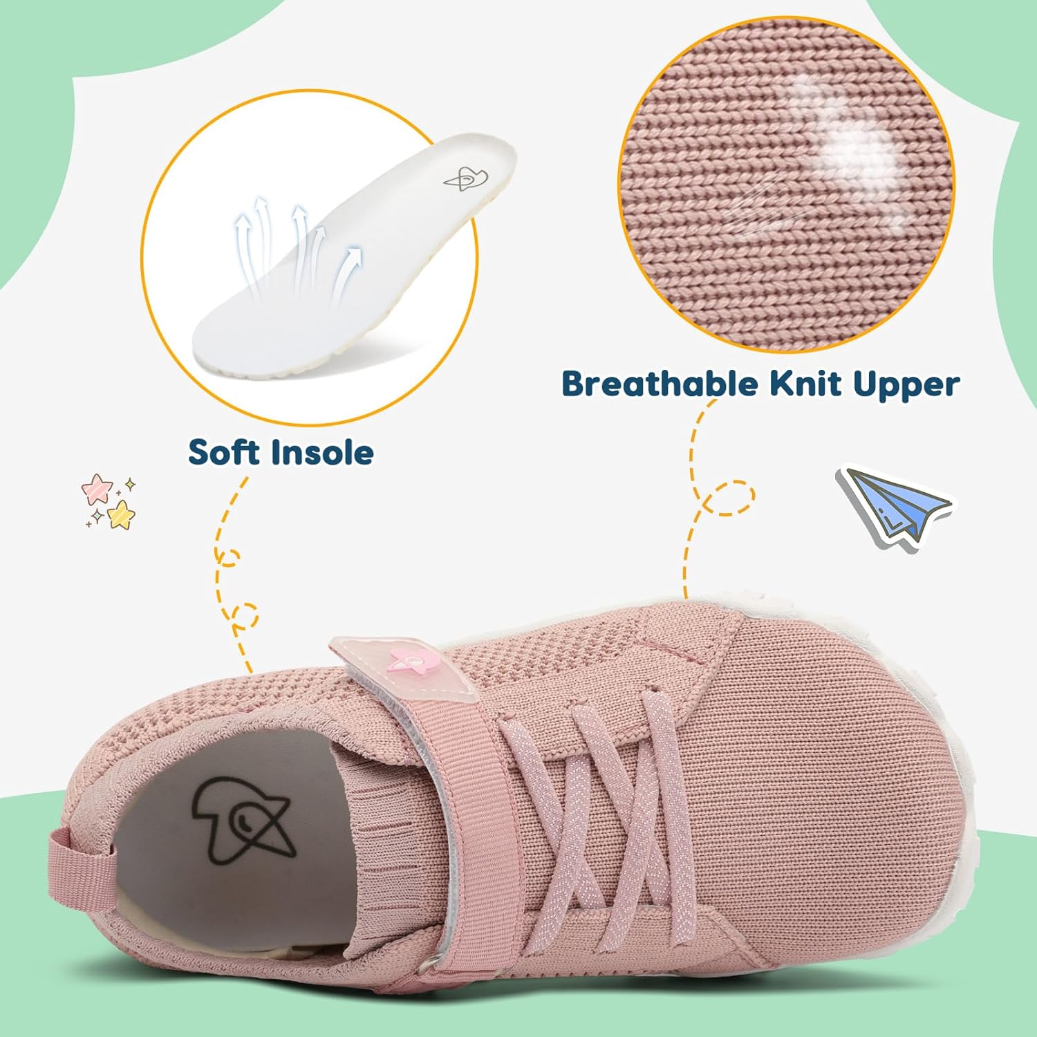 LeIsfIt Kids Girls Boys Shoes Wide Barefoot Shoes Kids Anti-Slip Sneakers Lightweight Hiking Sneakers for Toddler Little Big Kid - Image 5