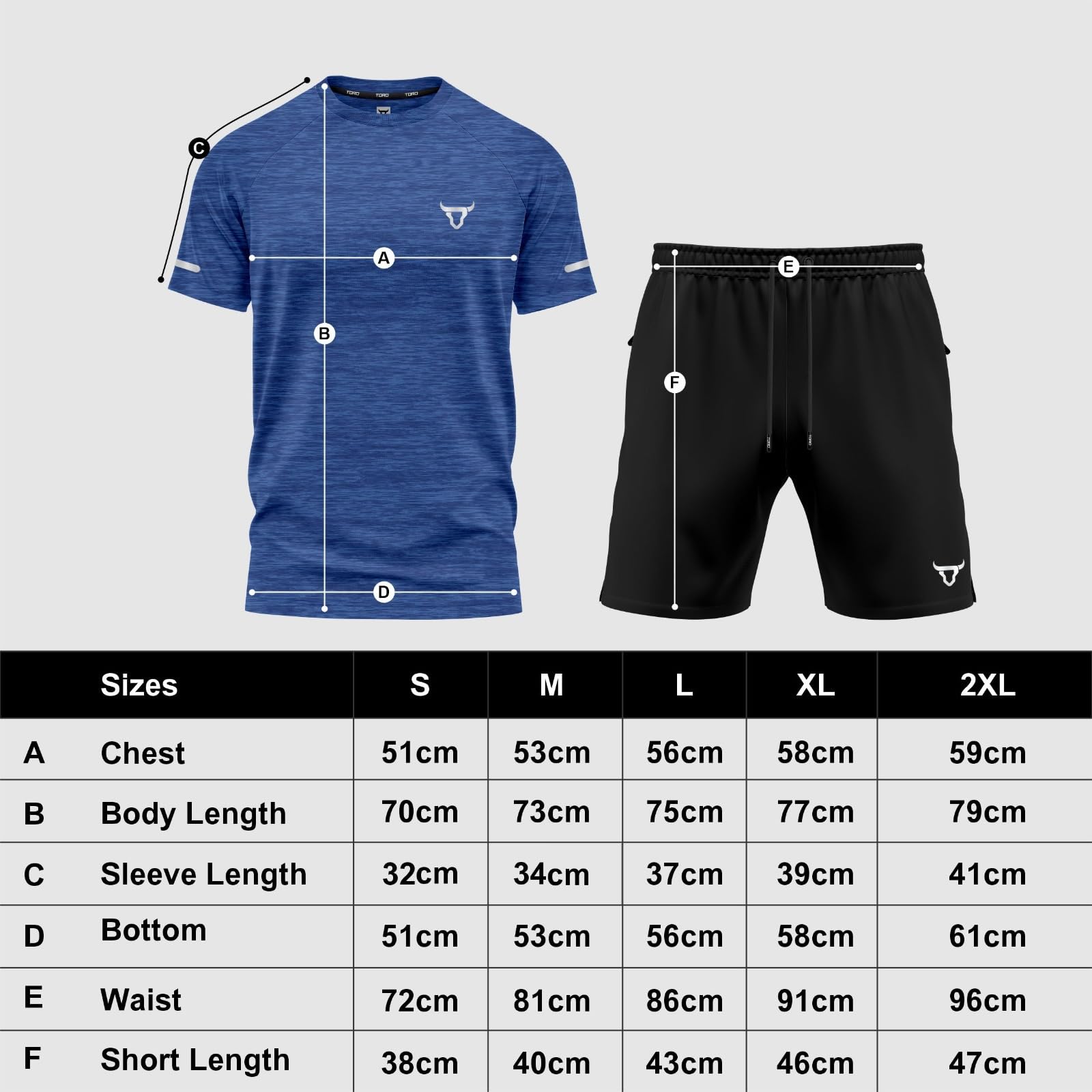 TORO ACTIVA Set da palestra da uomo melange a maniche corte ad asciugatura rapida sportivo casual maglietta pantaloncini da allenamento tuta traspirante Activewear per corsa fitness sollevamento pesi