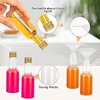 Vista 3 de Juego de 100 mini botellas de licor, botellas de plástico vacías de 2 onzas con tapas, botellas de alcohol de plástico con 10 embudos, 100 etiquetas