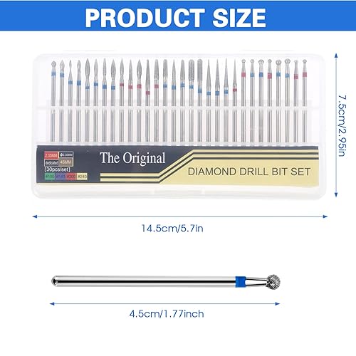 Miniatura 3 de Lusofie Juego de 30 brocas de diamante para uñas, brocas de cutícula de 332 pulgadas para taladro de uñas, manicura y pedicura, herramientas para