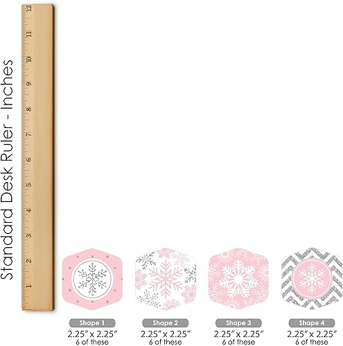 Miniatura 7 de Big Dot of Happiness Pink Winter Wonderland - Fiesta de cumpleaños de copo de nieve de vacaciones y búsqueda del tesoro de baby shower 1 soporte y