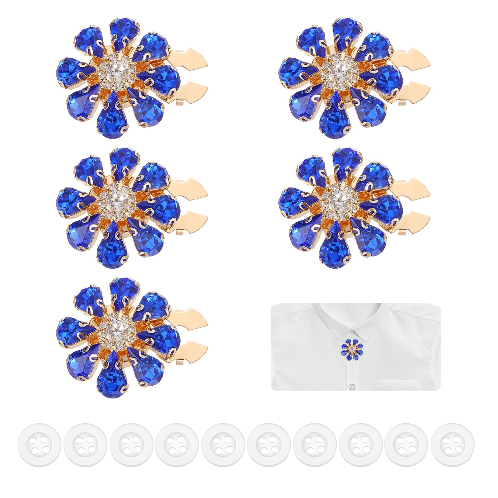 Cache-boutons en strass bleu marine doré bouton amovible