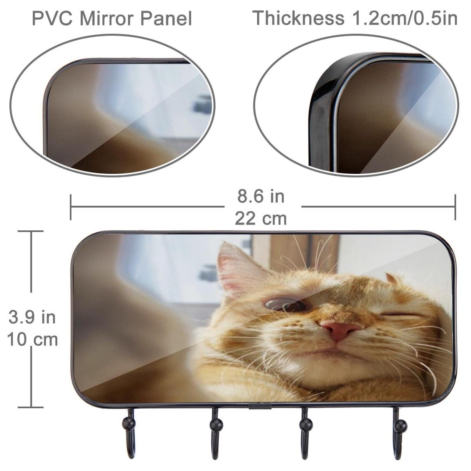 Schlüsselbrett Katze 4x Katzen-Wandhaken Selbstkle Produktbild-Vorschau 2