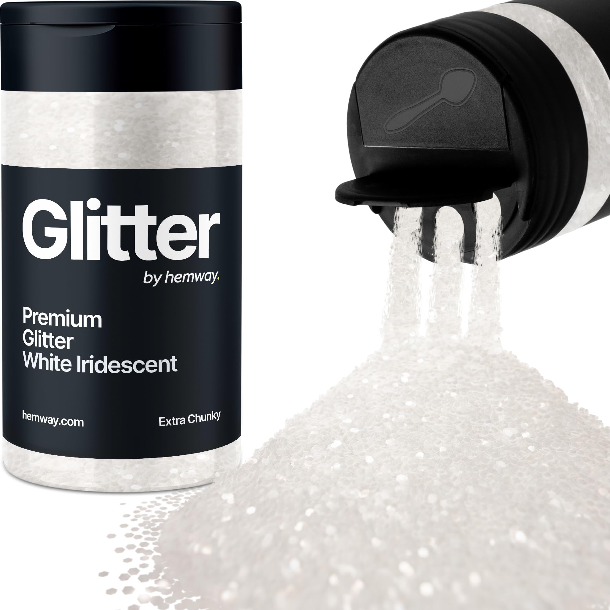 White Iridescent Glitter Shaker, 130g Extra Chunky Glitter, Crafts 1/24" Metallic Flake White Sequins, Resin & Epoxy Crafts