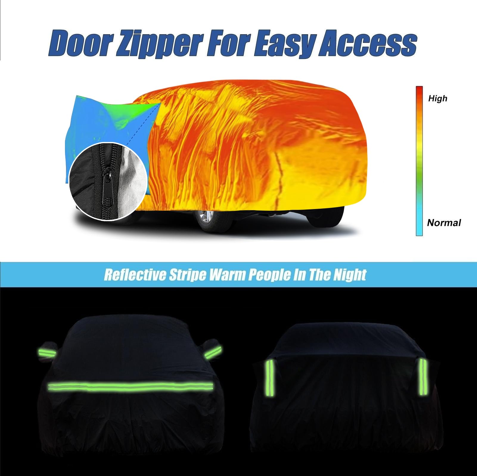 Waterproof Car Covers Fit for 2007-2023 Chevrolet Tahoe Cadillac Escalade GMC Yukon Black 210T Custom Heavy Duty Waterproof — view 6