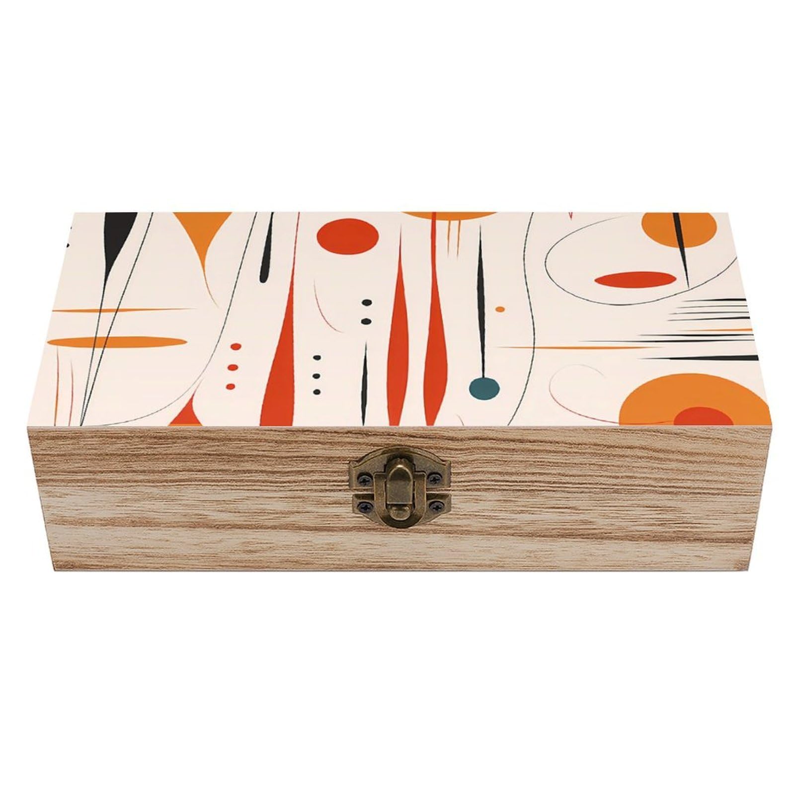 HLBSDM Mid Century Modern Artistic Pattern Retro Wooden Storage Box Jewelry Art Gift Boxs Decorative Keepsake Boxes