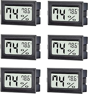 6 Pack Mini Digital Thermometer Hygrometer,Indoor Temperature and Humidity Gauge Meter Monitor Fahrenheit (℉) for Home,Greenhouse,Jars