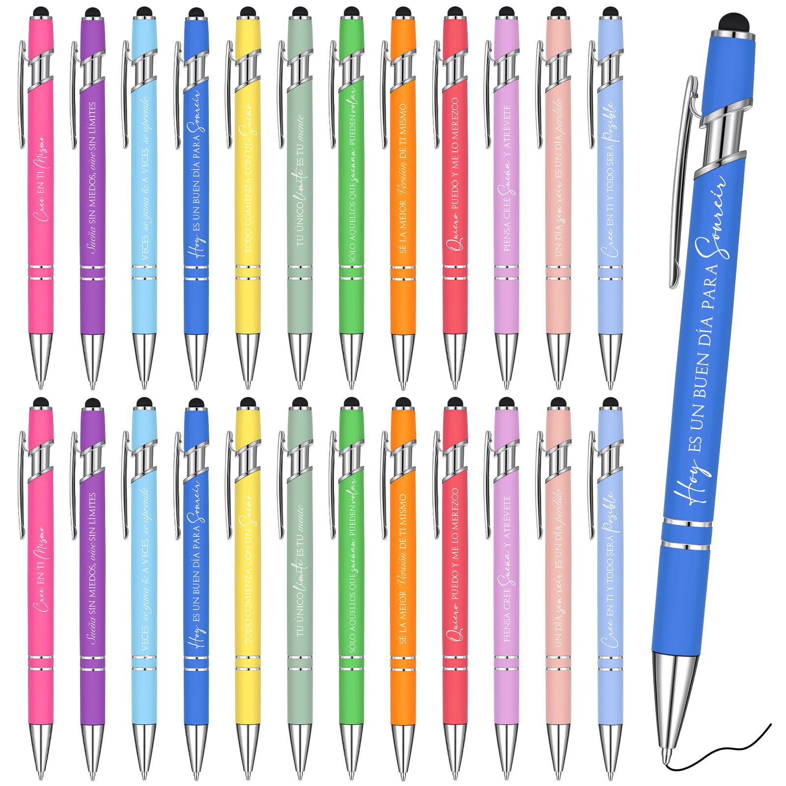 Clabby 24 Piezas Regalos Motivacionales Bolígrafos Inspiradores Plumas Retráctiles con Frases Motivadoras para Pantalla Táctil Detalles Compañeros de Trabajo Empleado Amigos Graduación Despedida