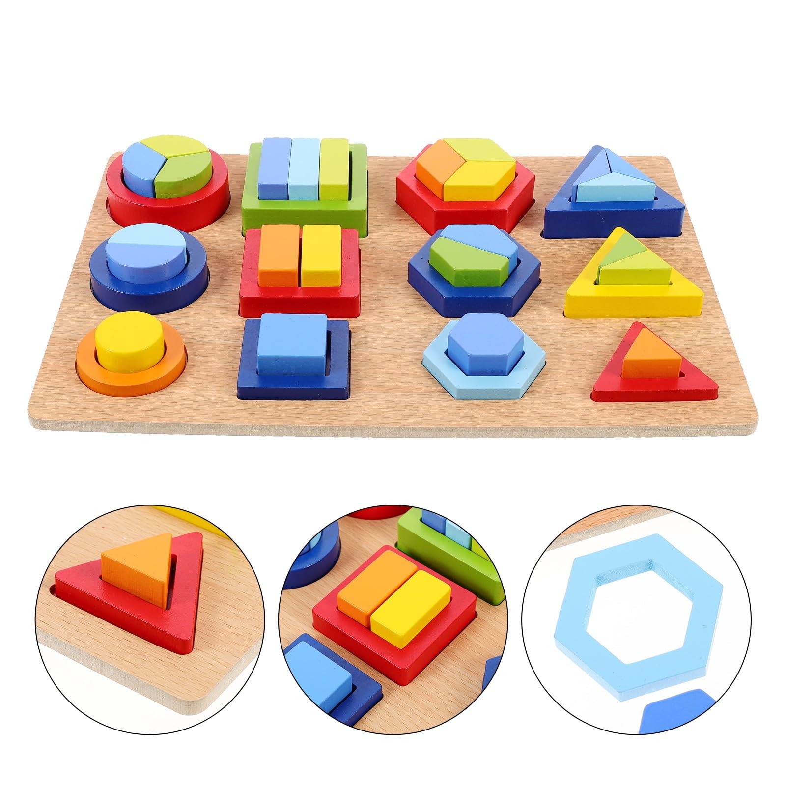 HOMSFOU Set Puzzle Legno, Giocattolo Educativo Geometrico Forme Colorate, Gioco Didattico per Sviluppo Cognitivo Prima Infanzia